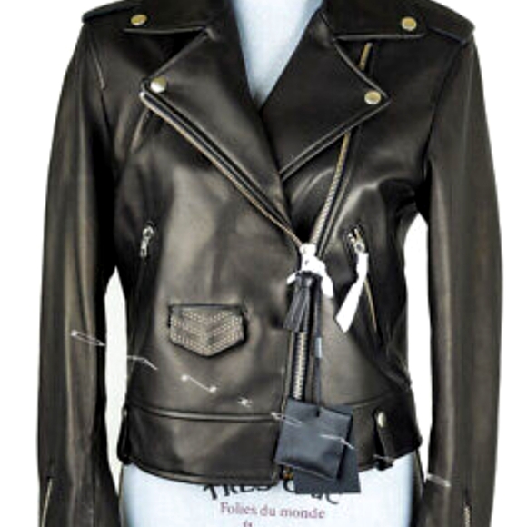 BNWT Mackage  black  genuine leather  moto jacket with studs. - Picture 3 of 3